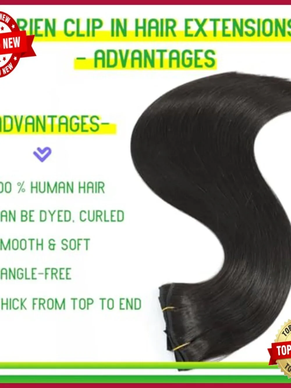 20 Inch Clip-In Human Hair Extensions 105g 8pc Set Double Weft